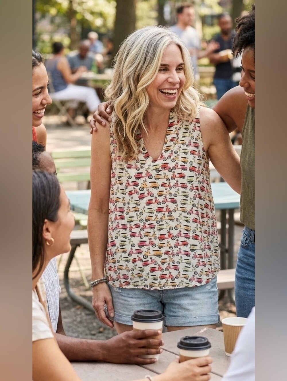 Maeve Scooter Vespa Print Anthropologie Enna Tank Top Size 0 - Picture 8 of 8